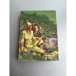 Vintage Robinson Crusoe Daniel Defoe Hardcover Illustrated Cover Green Edges